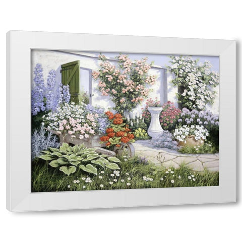 Joes Garden White Modern Wood Framed Art Print by Motz, Peter