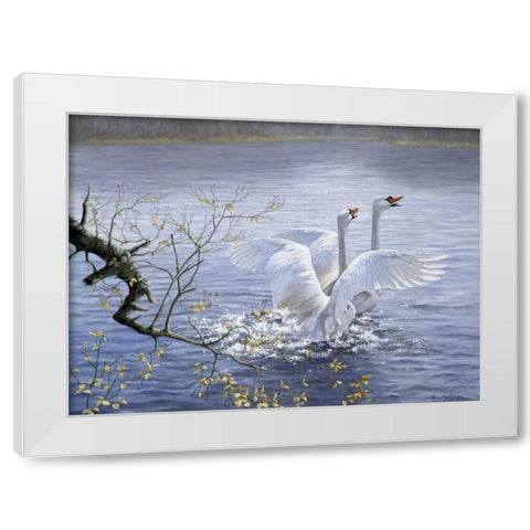 Swans White Modern Wood Framed Art Print by Motz, Peter