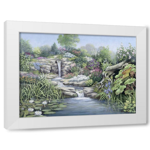 Waterfall White Modern Wood Framed Art Print by Motz, Peter