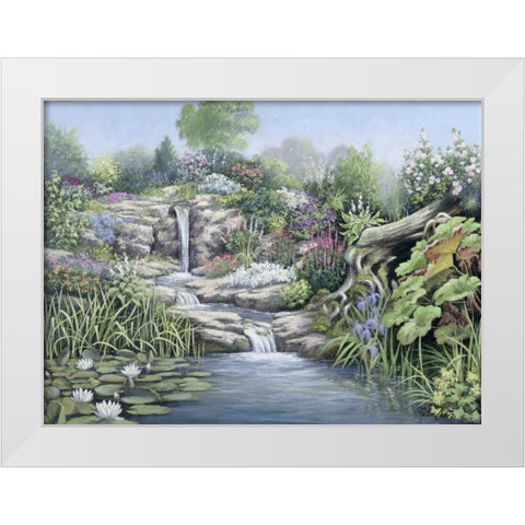 Waterfall White Modern Wood Framed Art Print by Motz, Peter