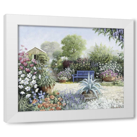 Lindas Garden White Modern Wood Framed Art Print by Motz, Peter
