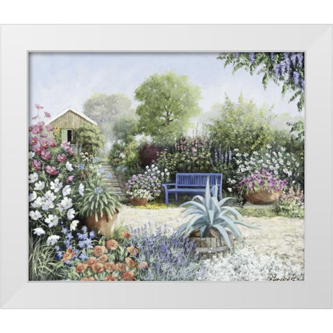 Lindas Garden White Modern Wood Framed Art Print by Motz, Peter