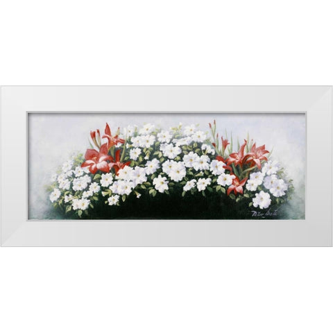 Flowers bouqet White Modern Wood Framed Art Print by Motz, Peter
