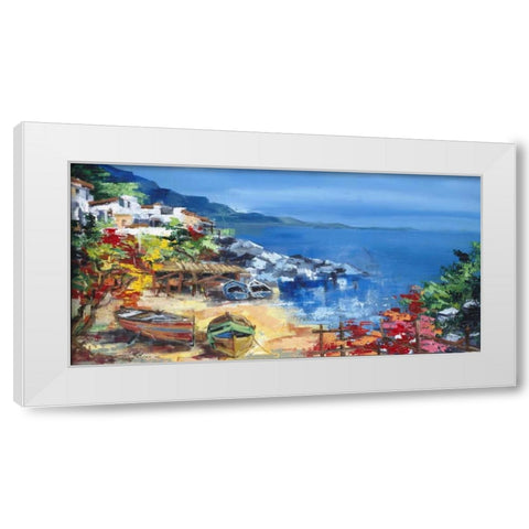 Barche a riva White Modern Wood Framed Art Print by di Viccaro, Roberto
