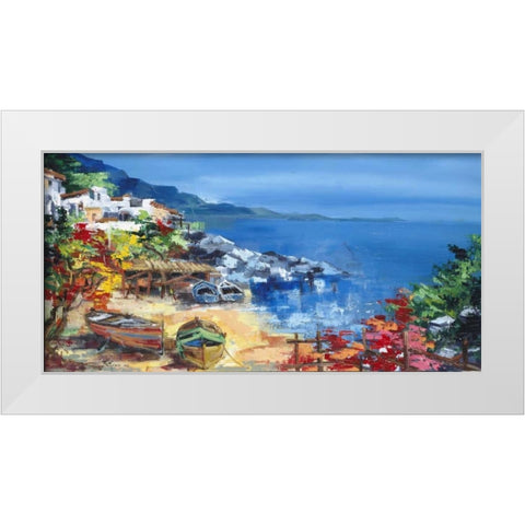 Barche a riva White Modern Wood Framed Art Print by di Viccaro, Roberto