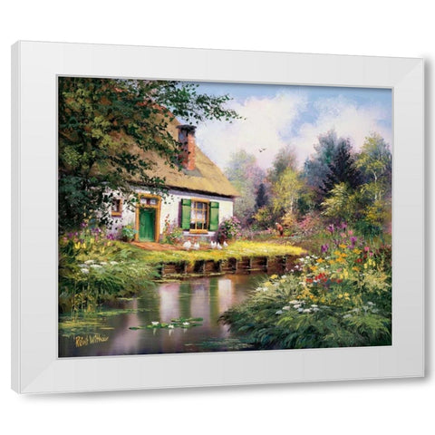 At the creek White Modern Wood Framed Art Print by Withaar, Reint