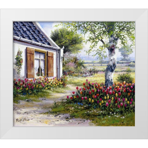 A colourful garden White Modern Wood Framed Art Print by Withaar, Reint