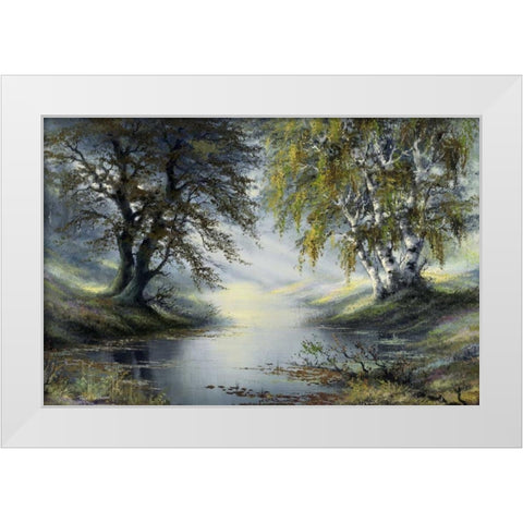 Forest White Modern Wood Framed Art Print by Withaar, Reint