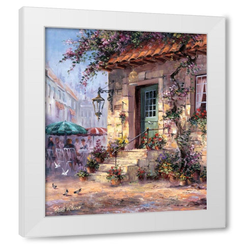 Sidewalk cafe White Modern Wood Framed Art Print by Withaar, Reint