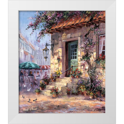 Sidewalk cafe White Modern Wood Framed Art Print by Withaar, Reint