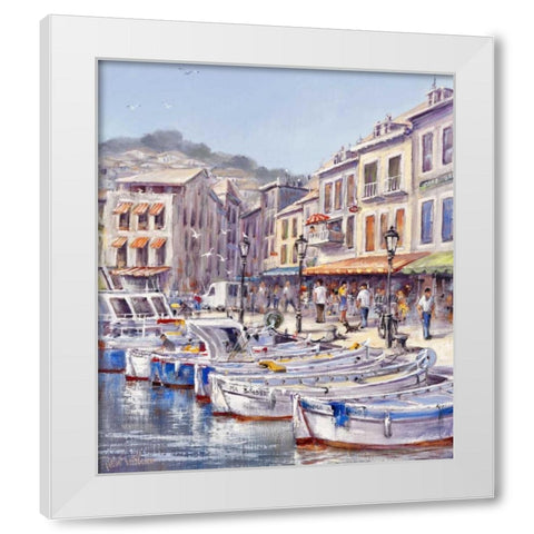 Romantic canal White Modern Wood Framed Art Print by Withaar, Reint
