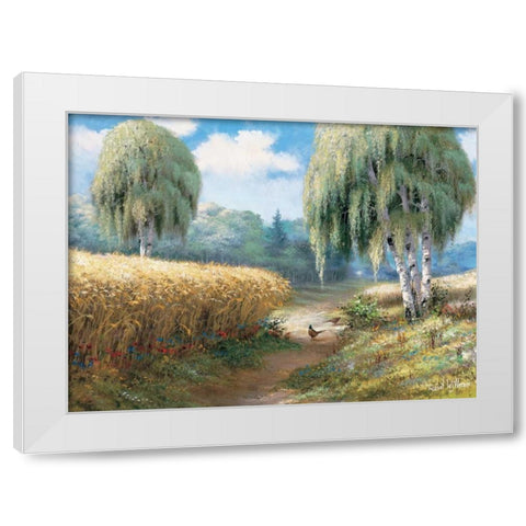 Pheasants White Modern Wood Framed Art Print by Withaar, Reint