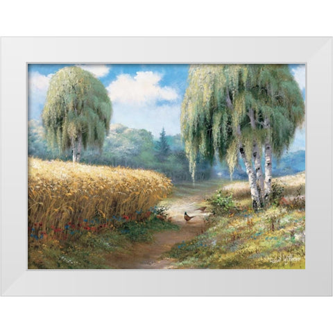 Pheasants White Modern Wood Framed Art Print by Withaar, Reint
