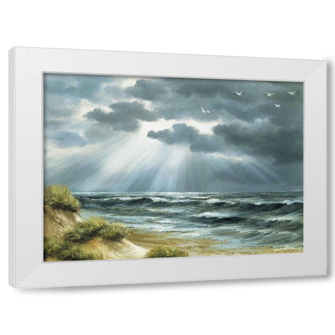 The sea White Modern Wood Framed Art Print by Withaar, Reint