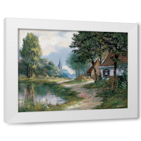 Path of peace White Modern Wood Framed Art Print by Withaar, Reint