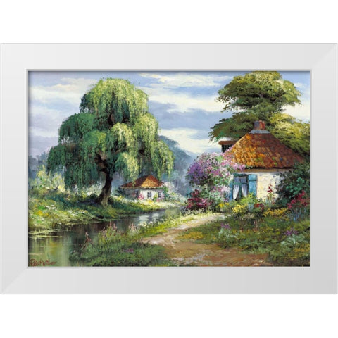 Streams of joy White Modern Wood Framed Art Print by Withaar, Reint