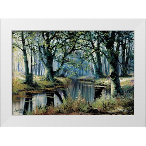 Tranquillity by the trees White Modern Wood Framed Art Print by Withaar, Reint