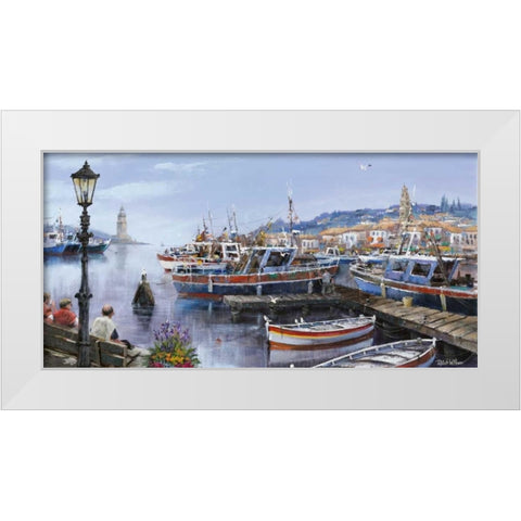 Paeceful french harbour White Modern Wood Framed Art Print by Withaar, Reint