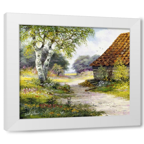 Path White Modern Wood Framed Art Print by Withaar, Reint
