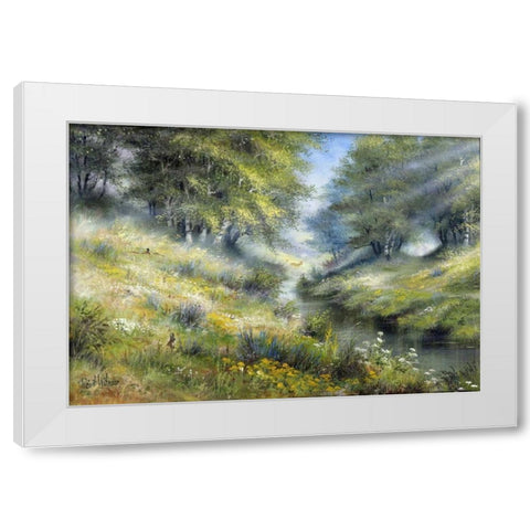 Early morning White Modern Wood Framed Art Print by Withaar, Reint