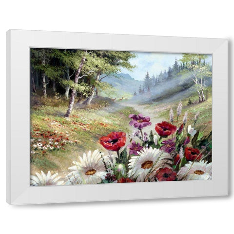 Poppy Morning White Modern Wood Framed Art Print by Withaar, Reint