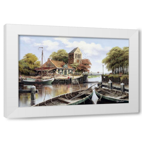 Dutch waterhouse White Modern Wood Framed Art Print by Withaar, Reint
