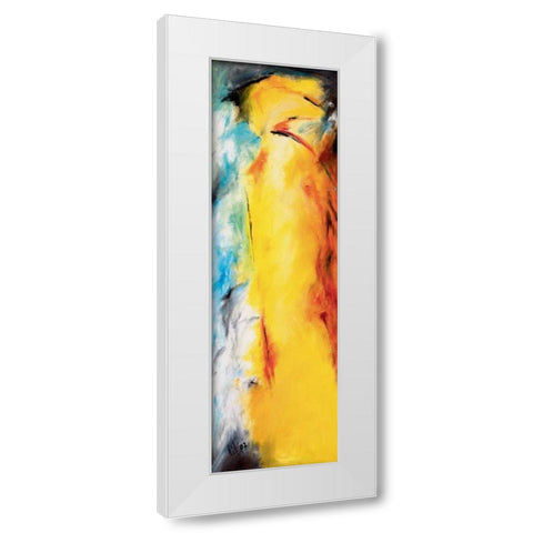 Chicken talk I White Modern Wood Framed Art Print by Gerbecks, Tilly