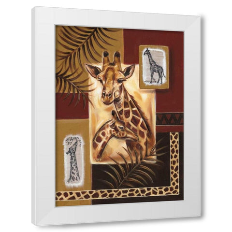 Giraffes in Africa White Modern Wood Framed Art Print by Fields, Wendy
