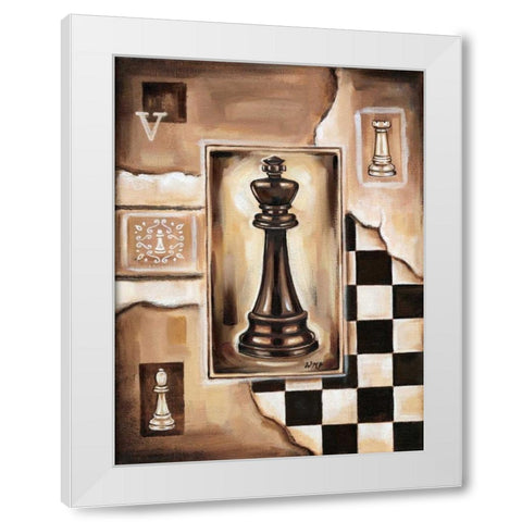 Chess King White Modern Wood Framed Art Print by Fields, Wendy