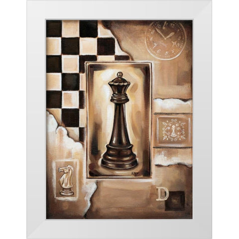 Chess Queen White Modern Wood Framed Art Print by Fields, Wendy