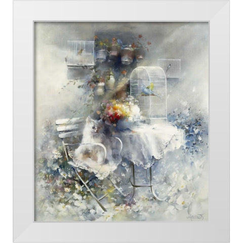 Happy ending White Modern Wood Framed Art Print by Haenraets, Willem