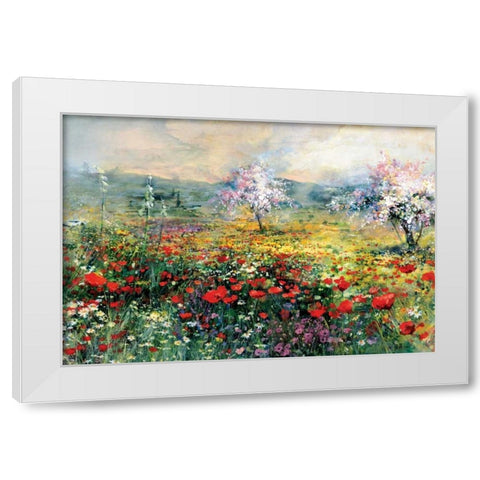 Between the poppies White Modern Wood Framed Art Print by Haenraets, Willem