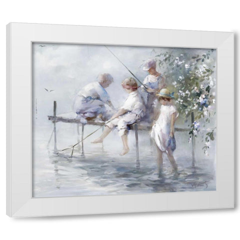 Fishing fun White Modern Wood Framed Art Print by Haenraets, Willem