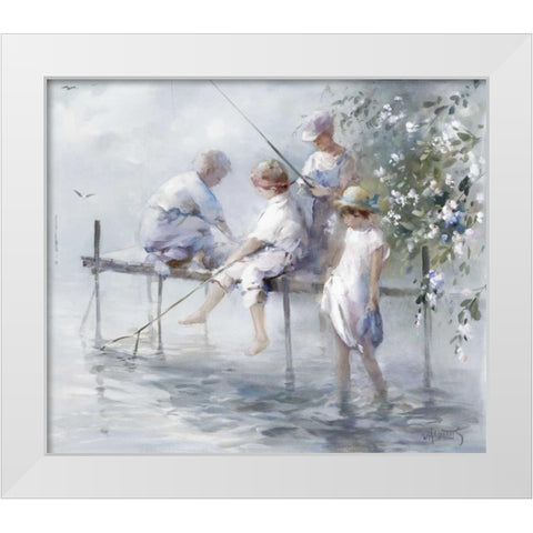 Fishing fun White Modern Wood Framed Art Print by Haenraets, Willem