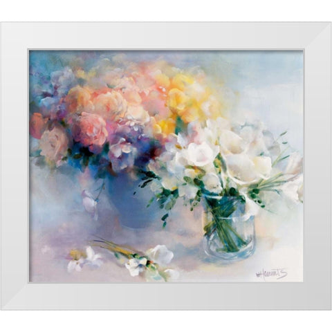 Rhyme of flowers White Modern Wood Framed Art Print by Haenraets, Willem