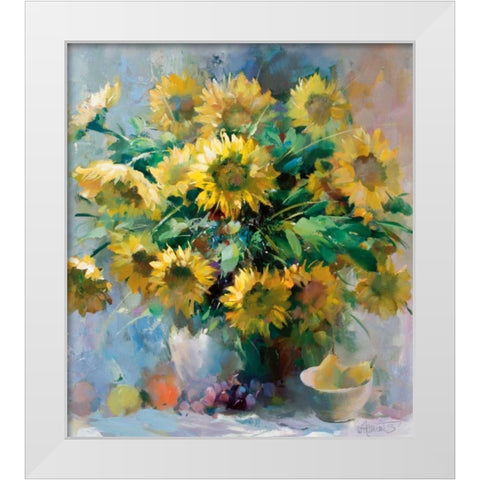 Sunflowers White Modern Wood Framed Art Print by Haenraets, Willem