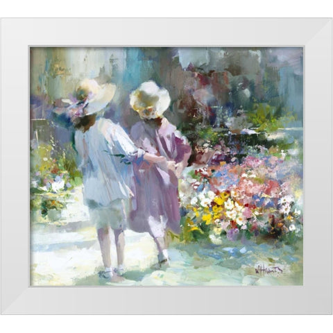 Girls White Modern Wood Framed Art Print by Haenraets, Willem