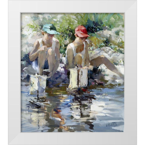 Boys White Modern Wood Framed Art Print by Haenraets, Willem