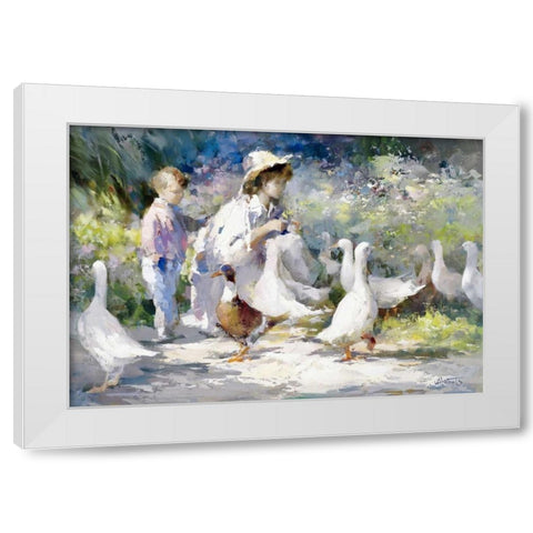 Feeding time White Modern Wood Framed Art Print by Haenraets, Willem