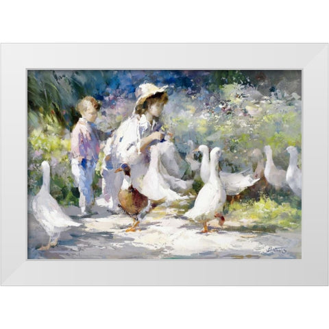 Feeding time White Modern Wood Framed Art Print by Haenraets, Willem