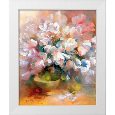 Sparkling white tulips II White Modern Wood Framed Art Print by Haenraets, Willem