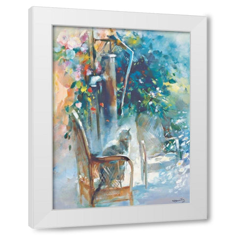Restful garden White Modern Wood Framed Art Print by Haenraets, Willem