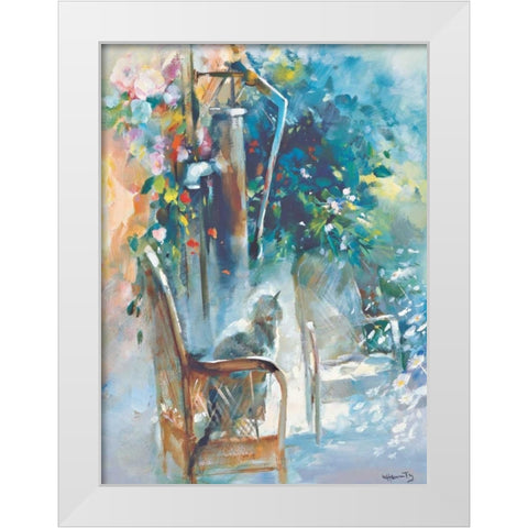 Restful garden White Modern Wood Framed Art Print by Haenraets, Willem