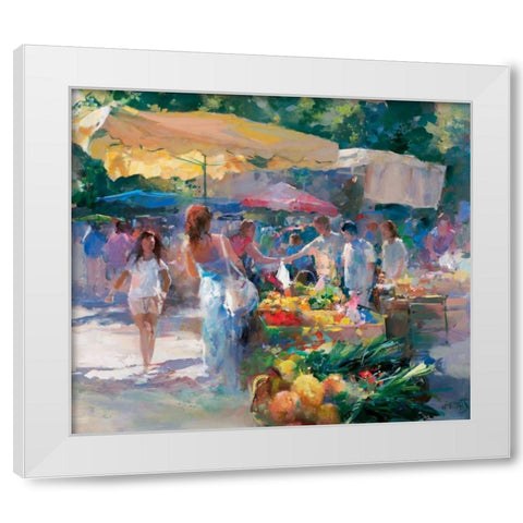 Market Tuni White Modern Wood Framed Art Print by Haenraets, Willem