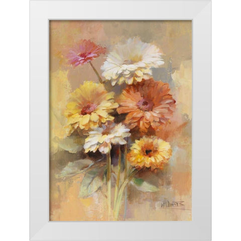 Floral bouquet I White Modern Wood Framed Art Print by Haenraets, Willem