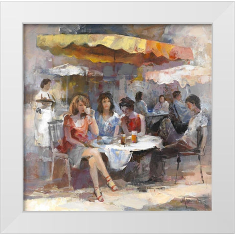 Market White Modern Wood Framed Art Print by Haenraets, Willem