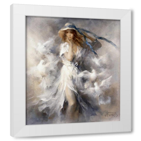 Pigeons White Modern Wood Framed Art Print by Haenraets, Willem