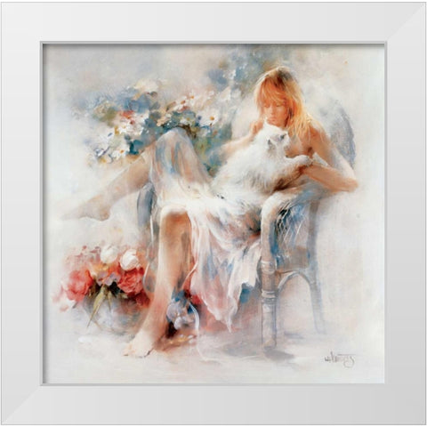 Young girl White Modern Wood Framed Art Print by Haenraets, Willem