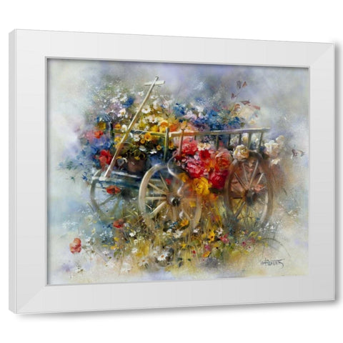 Flower barrow White Modern Wood Framed Art Print by Haenraets, Willem