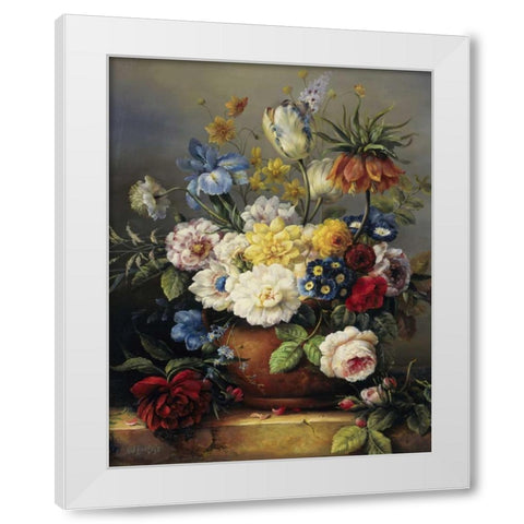 Flower arrangement White Modern Wood Framed Art Print by Roelofs, Wouter